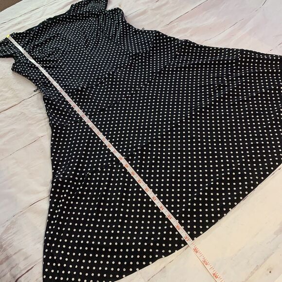 AK Anne Klein Dress Polka Dot A-line Fit-and-Flare Black 8 M Elastic Belt zipper - Picture 15 of 16